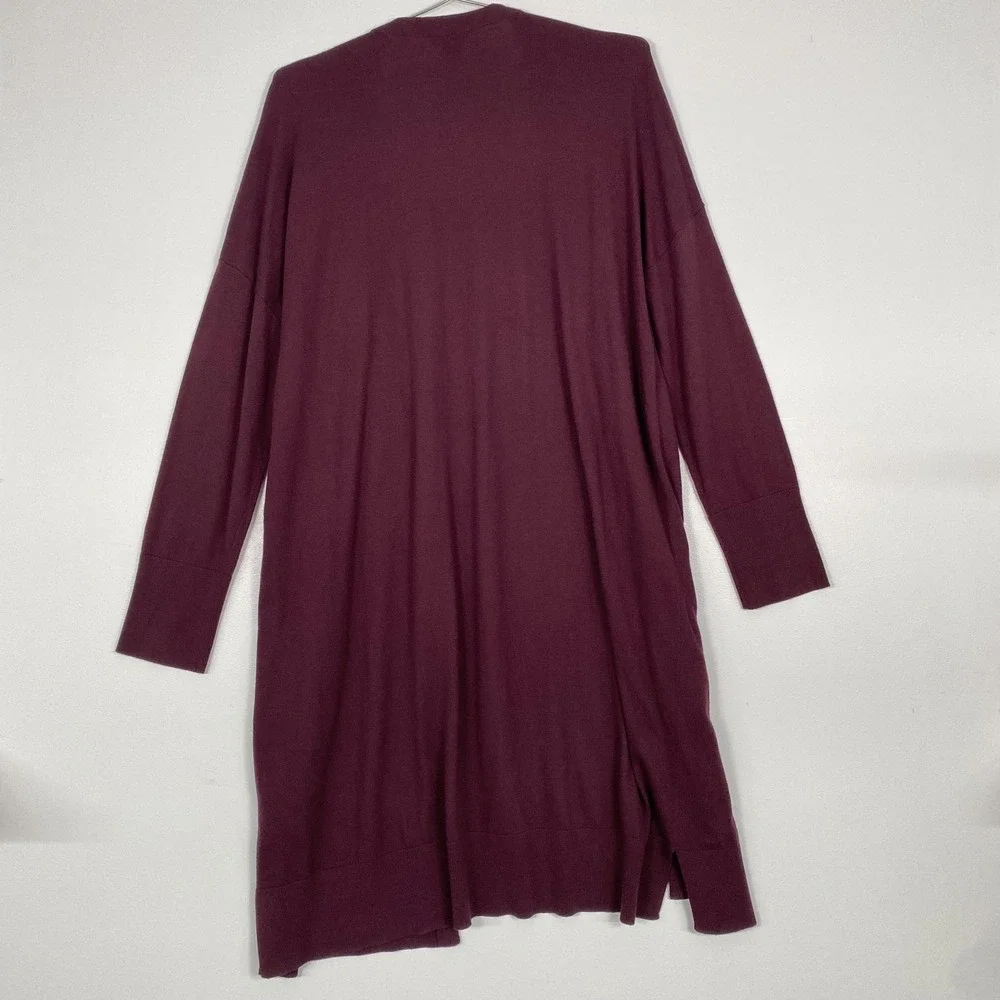 NWT Halogen‎ Cardigan Duster Sweater Womens 3X Burgundy Stem Open Front Pockets